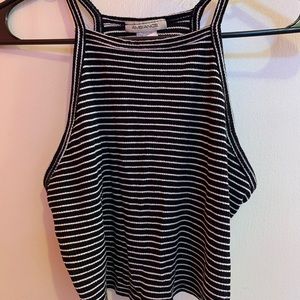 B&W striped cropped tank